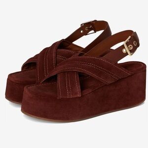 NWT Free People Beach Party Platform Suede Sandals Sz 10 (no original box)